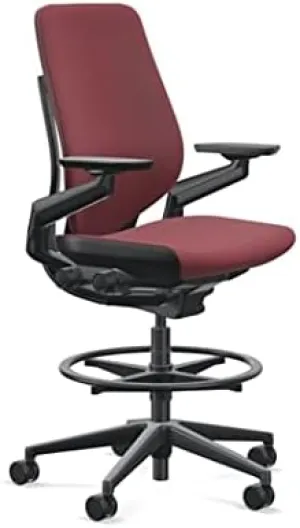 Steelcase Gesture 442 Stool Chair - Cogent: Connect Merlot Fabric, Shell Back, Light on Light Frame, Polished Aluminum Base