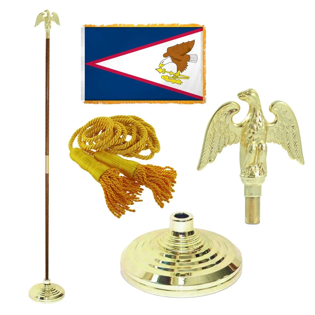 Super Tough Indoor Flagpole Kit with Nylon 4' x 6' American Samoa Flag