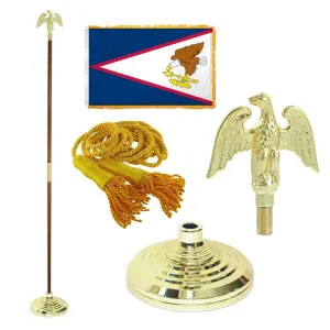 Super Tough Indoor Flagpole Kit with Nylon 4' x 6' American Samoa Flag