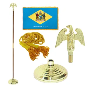 Super Tough Indoor Flagpole Kit with Nylon 4' x 6' Delaware Flag