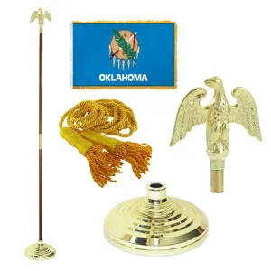 Super Tough Indoor Flagpole Kit with Nylon 4' x 6' Oklahoma Flag