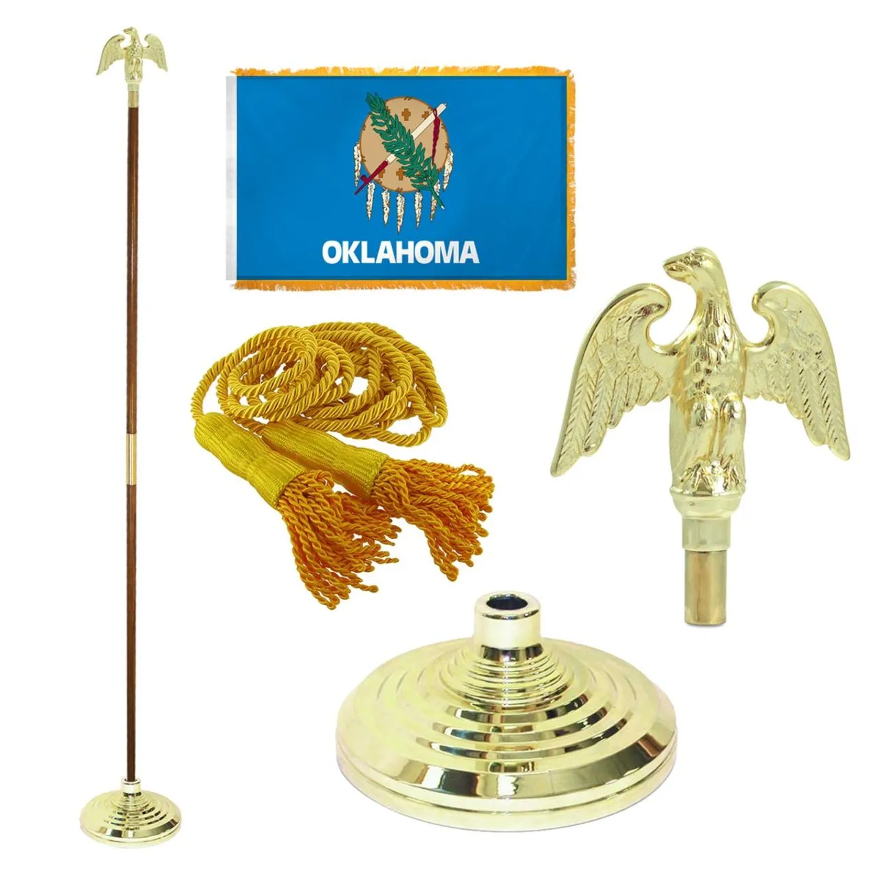 Super Tough Indoor Flagpole Kit with Nylon 4' x 6' Oklahoma Flag