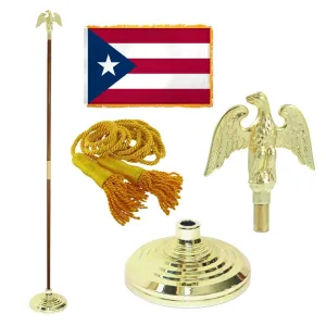 Super Tough Indoor Flagpole Kit with Nylon 4' x 6' Puerto Rico Flag