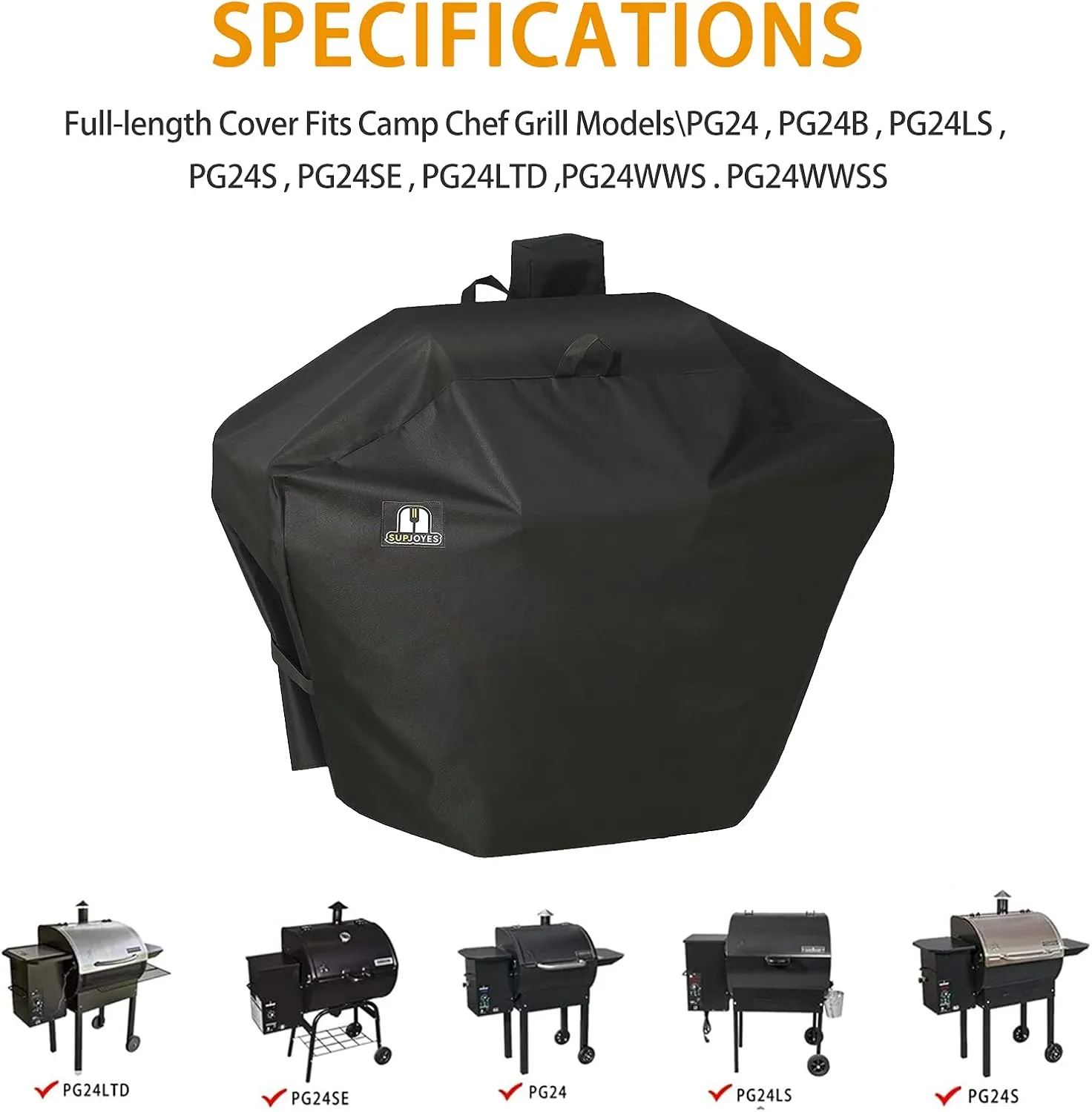 SUPJOYES Grill Cover for Camp Chef DLX 24, SmokePro 24, Woodwind Pellet Grills, Heavy Duty Waterproof Outdoor Pellet BBQ Accessories