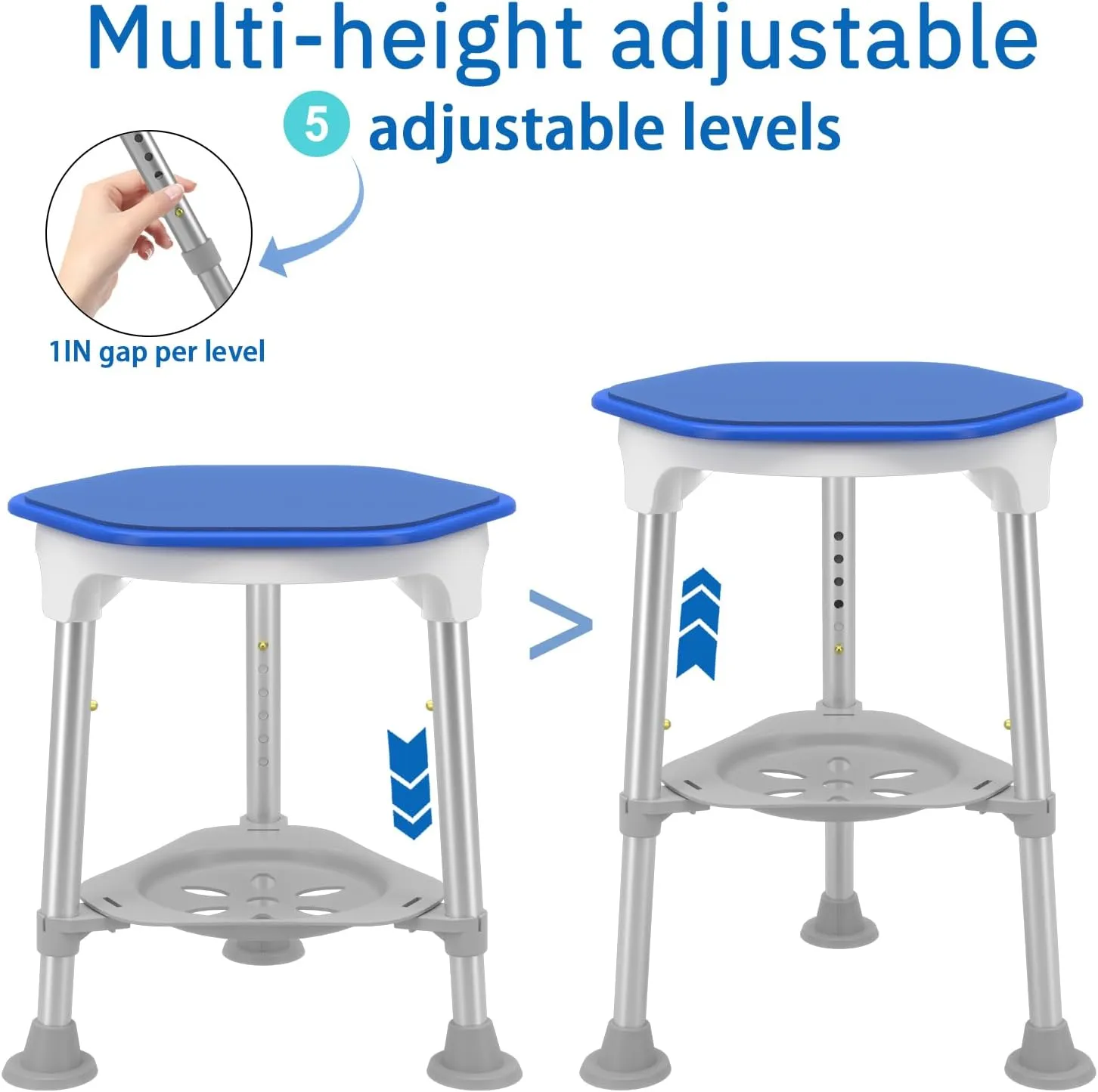 Swivel Shower Chair for Inside Shower, 360 Degree Rotating Seat, Small Shower Stool for Bathtub, Bath Chair for Elderly, Disabled, Adults (300lbs)