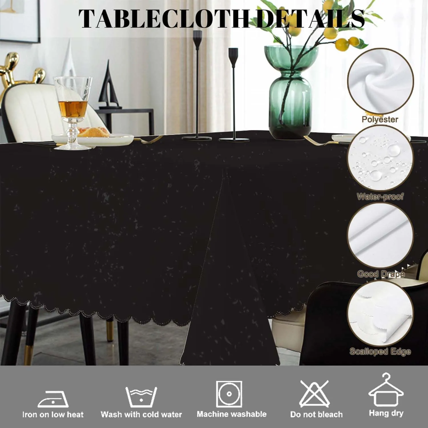 Swono Boo Ghost Rectangular Tablecloth Funny Halloween Ghost Scary Boo Ghost Washable Table Cloth Kitchen Dining Room Table Cover for Party Dinner 50x72 Inch Tablecloths, Black