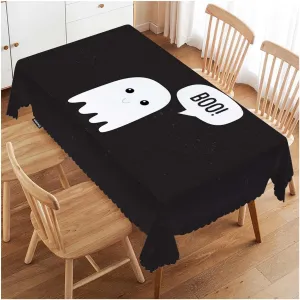 Swono Boo Ghost Rectangular Tablecloth Funny Halloween Ghost Scary Boo Ghost Washable Table Cloth Kitchen Dining Room Table Cover for Party Dinner 50x72 Inch Tablecloths, Black