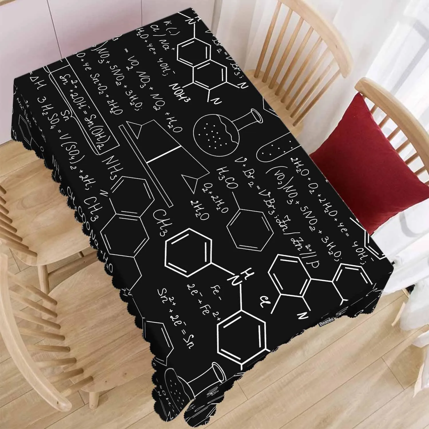 Tablecloth Chemistry, Chemistry Formulas Laboratory Equipment Rectangular Table Cover Kitchen Table Cloth for Dining Hotel Coffee Parties Tabletop Decoration, 52x70 Inch