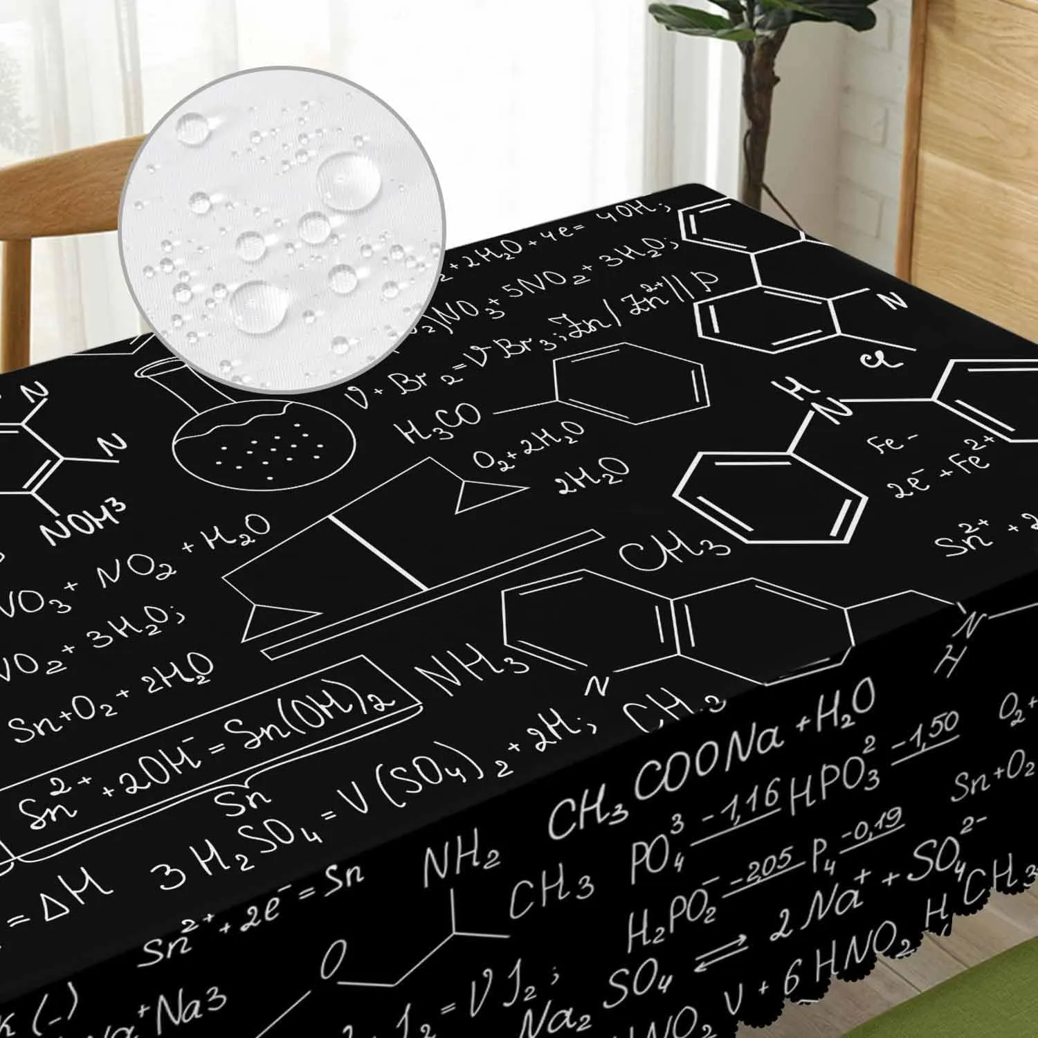 Tablecloth Chemistry, Chemistry Formulas Laboratory Equipment Rectangular Table Cover Kitchen Table Cloth for Dining Hotel Coffee Parties Tabletop Decoration, 52x70 Inch