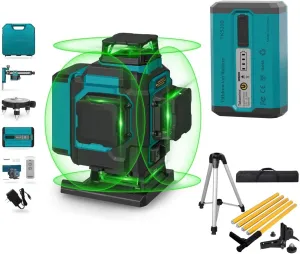 Takamine 16 Lines Green Laser Level Pro with Adjustable Telescoping Pole and an Extra Li-Ion Battery.