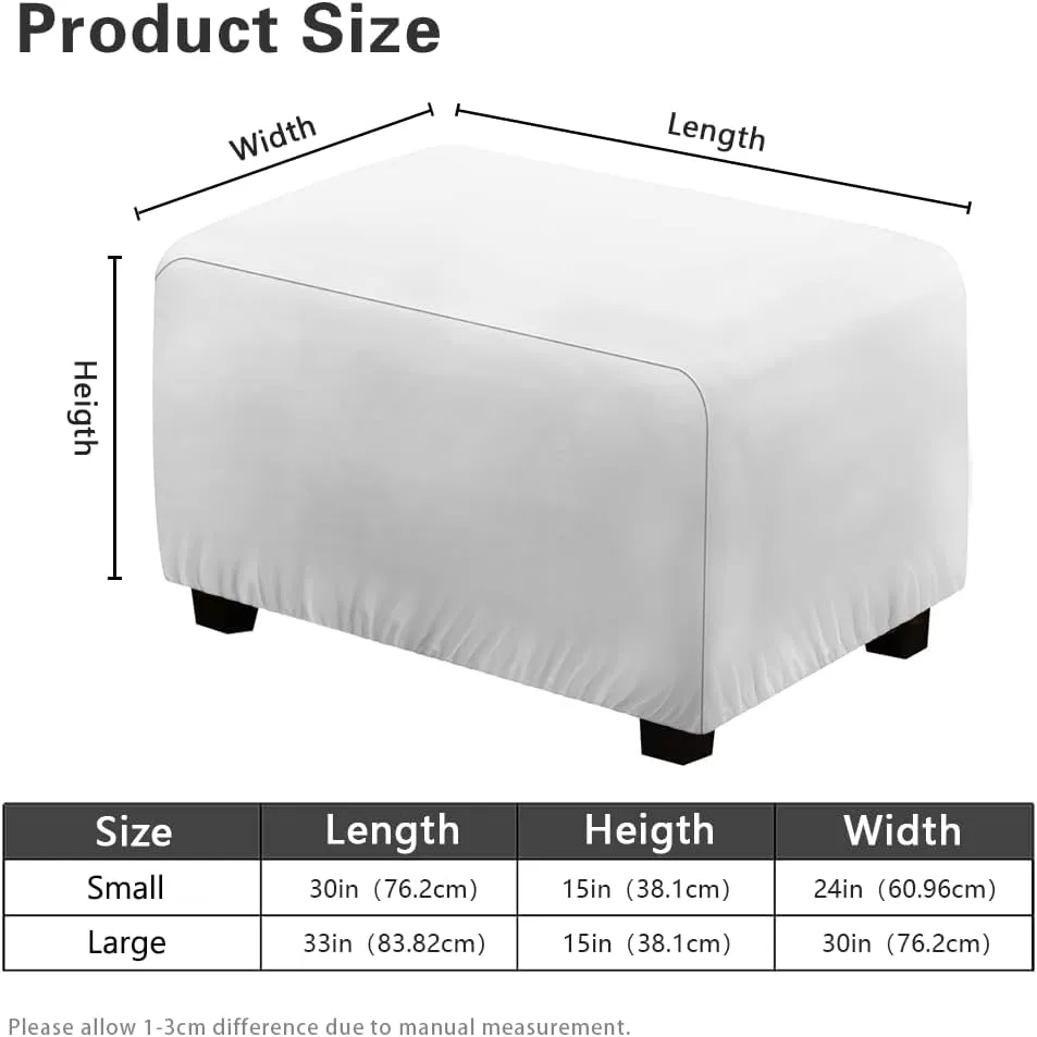 Talayituse Blue Marble Print Waterproof Stretch Ottoman Cover Rectangle Folding Storage Stool Furniture Protector Soft Slipcover for Living Room with Elastic Bottom, L