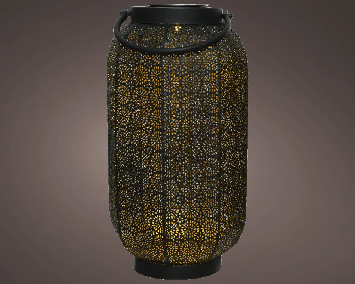 Tall Solar Lantern - Black & Gold