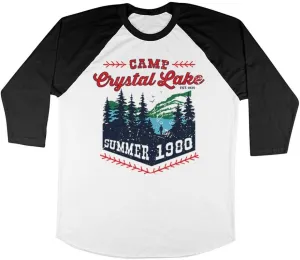 TeesAndTankYou Camp Crystal Lake Three-Quarter Raglan Sleeve Baseball Shirt Unisex