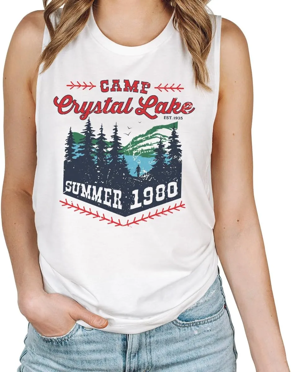 TeesAndTankYou Camp Crystal Lake Women's Muscle Tank