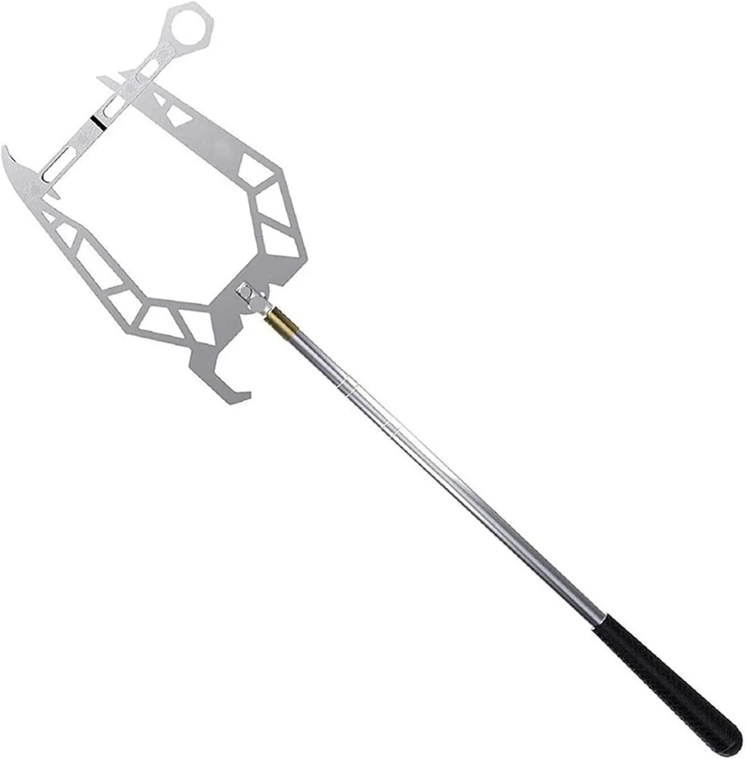 Telescoping Boat Hook, Boat Hook for Docking 16x6in Stainless Steel Automatic Telescoping Boat Hook with Cable Guider U-Shaped Boat Hook Pole for Mooring, Boat Hook Pole