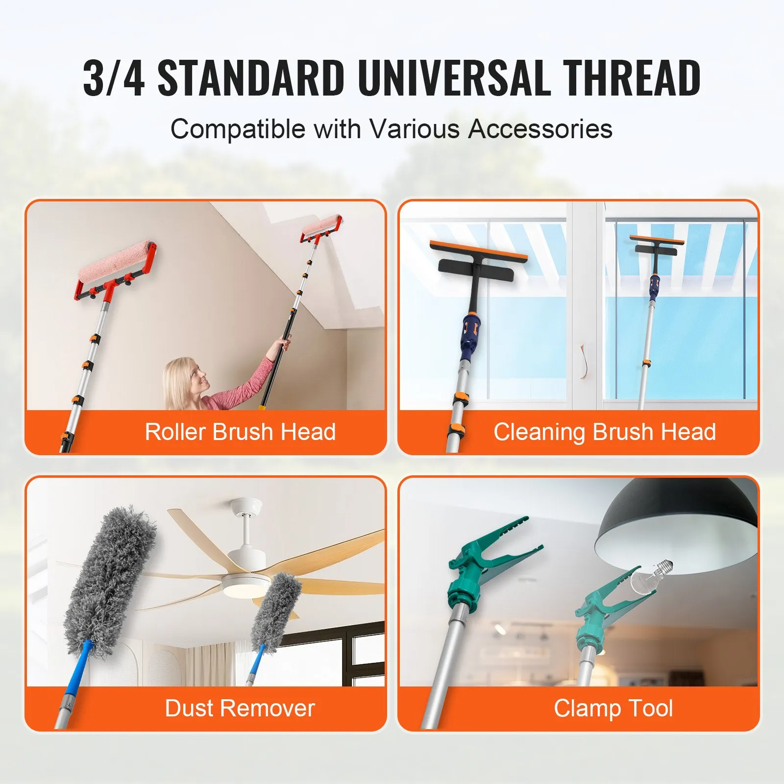 Telescoping Extension Pole 6 to 24 FT Multi-Purpose for Painting Dusting