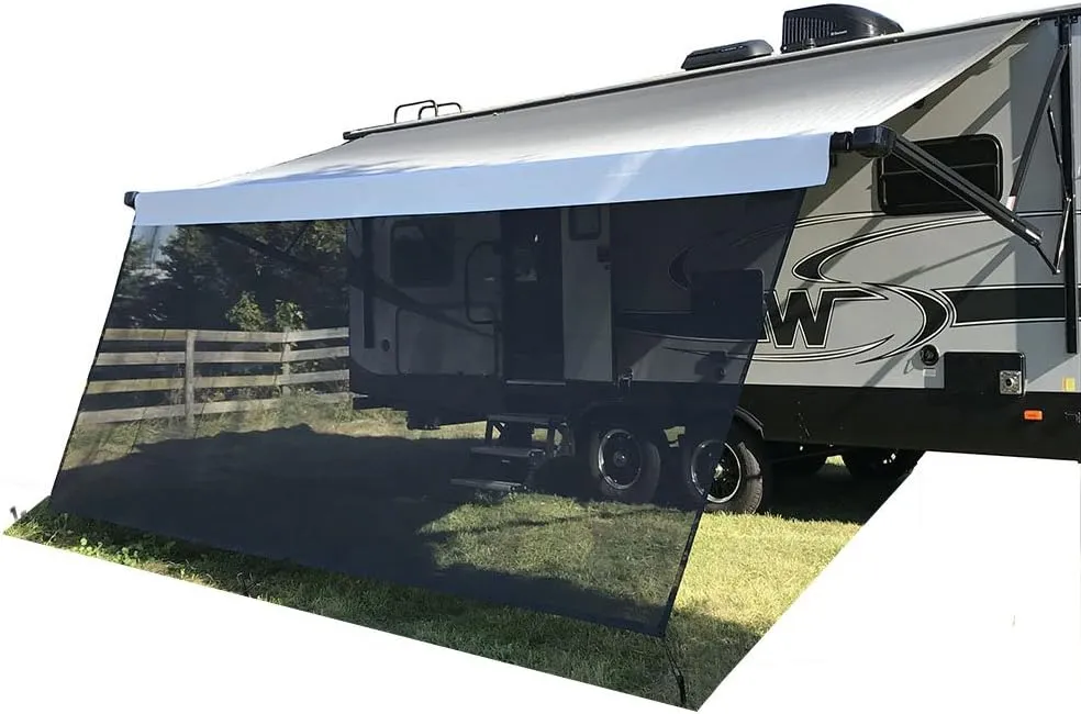 Tentproinc RV Awning Sun Shade Screen 8' X 10' 3'' (Fit for 11' Awning) Mesh Sunshade Motorhome Sunscreen Camping Trailer Awning Shadescreen UV SunBlocker - 3 Year Warranty (Black)
