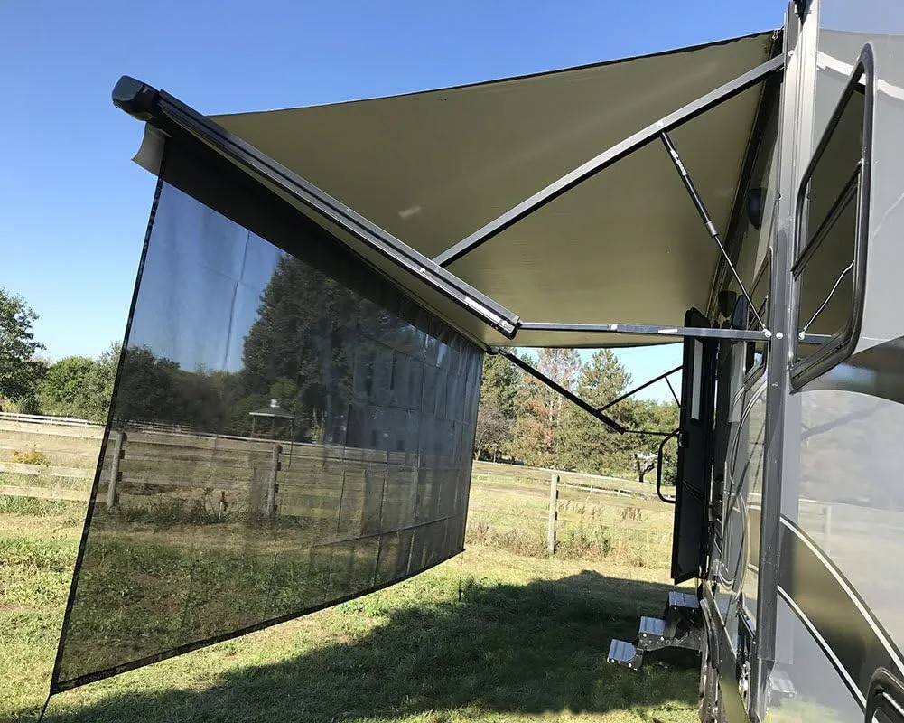 Tentproinc RV Awning Sun Shade Screen 8' X 10' 3'' (Fit for 11' Awning) Mesh Sunshade Motorhome Sunscreen Camping Trailer Awning Shadescreen UV SunBlocker - 3 Year Warranty (Black)