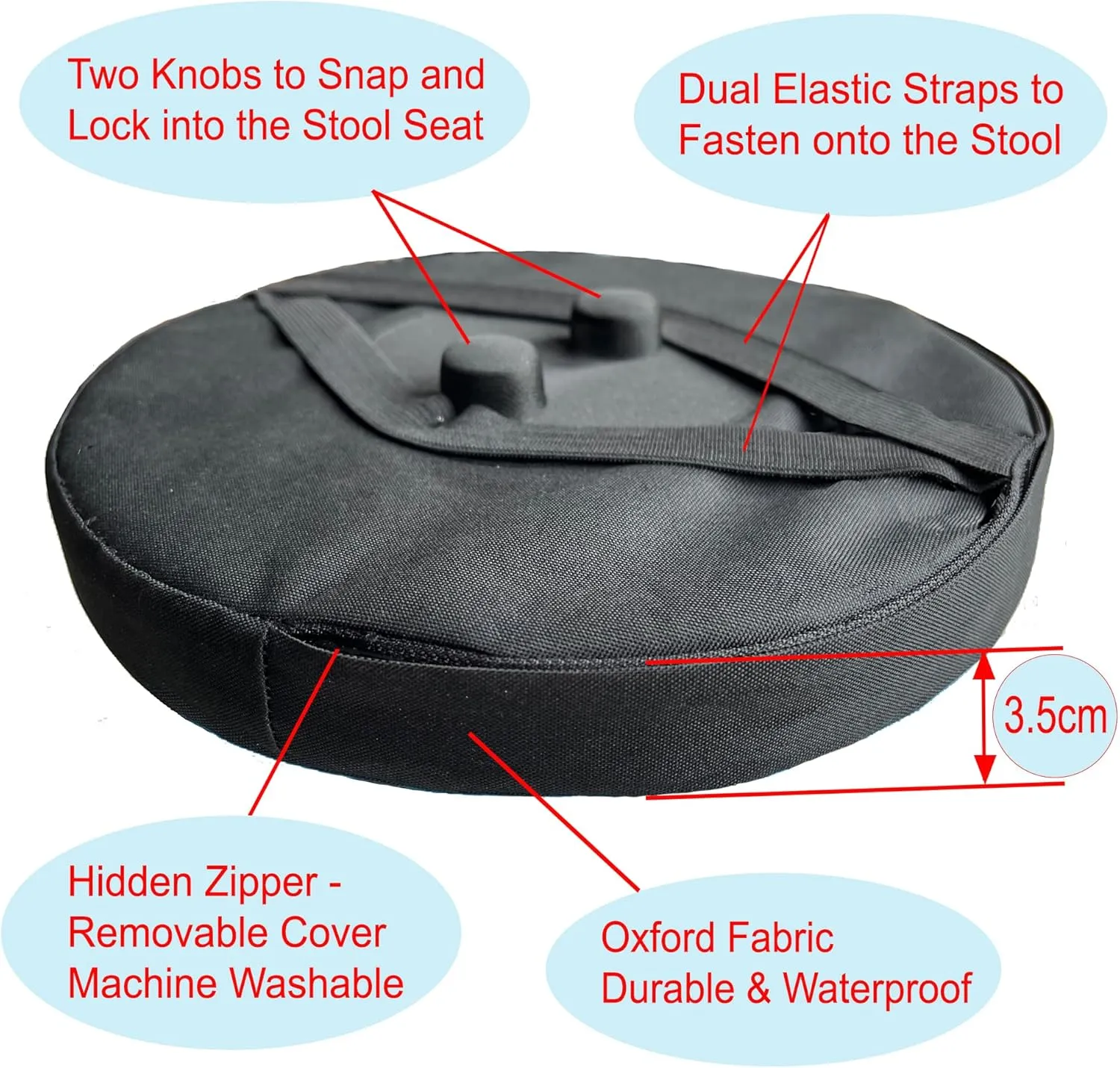 Thick Seat Cushion for Telescopic Stools, Collapsible Stool Chair Pads with Thickened Memory Foam, Fits All Round Retractable Folding Stools (Cushion Only)