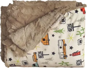 Throw Blanket for Camping - Plush Reversible Camping Blanket for Indoor & Outdoor Settings - Machine Washable Soft Blanket - 100% Polyester Cozy Blanket with Retro-Inspired Patterns, Camp Casual