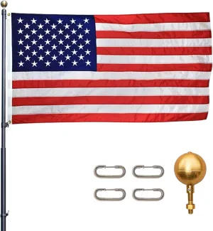 Titan Telescoping Flag Poles, 25ft Dark Bronze - Made in the USA Heavy Duty Flag Pole Kit with Anodized Aluminum Telescoping Flag Pole, 4 x 6 American Flag, Hardware for 2 Flags, Assembly Instructions