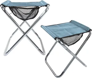 Topyond Outdoor Portable Folding Stool Aluminum Alloy Frame,High Density Cloth,Bottom Pocket Design,Lightweight and Durable for Camping, Picnics, Travel(Blue)
