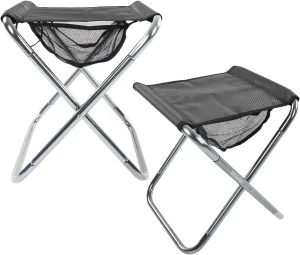 Topyond Outdoor Portable Folding Stool Aluminum Alloy Frame,High Density Cloth,Bottom Pocket Design,Lightweight and Durable for Camping, Picnics, Travel(Gray)