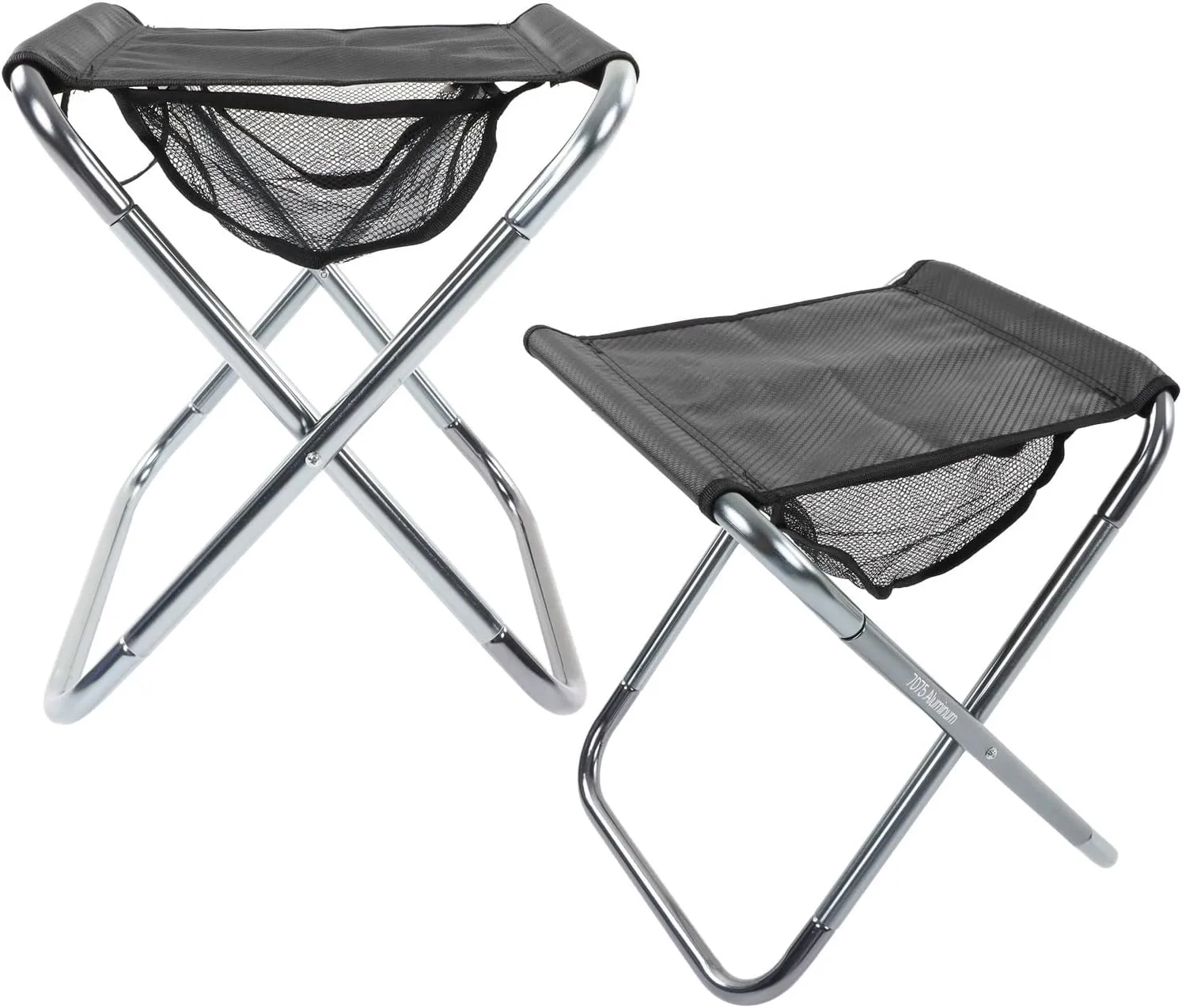 Topyond Outdoor Portable Folding Stool Aluminum Alloy Frame,High Density Cloth,Bottom Pocket Design,Lightweight and Durable for Camping, Picnics, Travel(Gray)