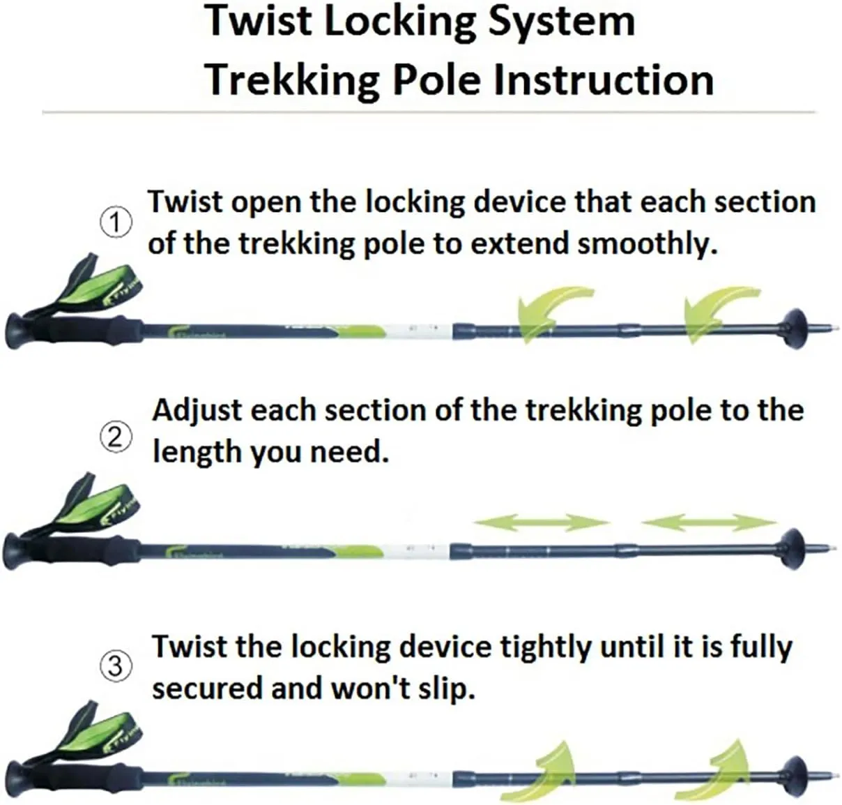 Trekking Poles, 2-Pack Lightweight Aluminum Collapsible Hiking Sticks with EVA Grip and Quick Lock for Men and Women