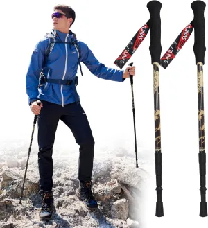 Trekking Poles, 2-Pack Lightweight Aluminum Collapsible Hiking Sticks with EVA Grip and Quick Lock for Men and Women
