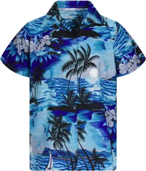 Trend-Hawaiian-Shirt Men Short-Sleeve Front-Pocket Stylish Funky Sun Surf-Boards Palms Unisex