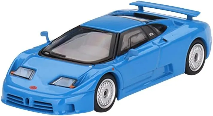 TrueScale Miniatures MINI GT 1/64 Bugatti EB110 GT Blue Bugatti Left Handle, Finished Product