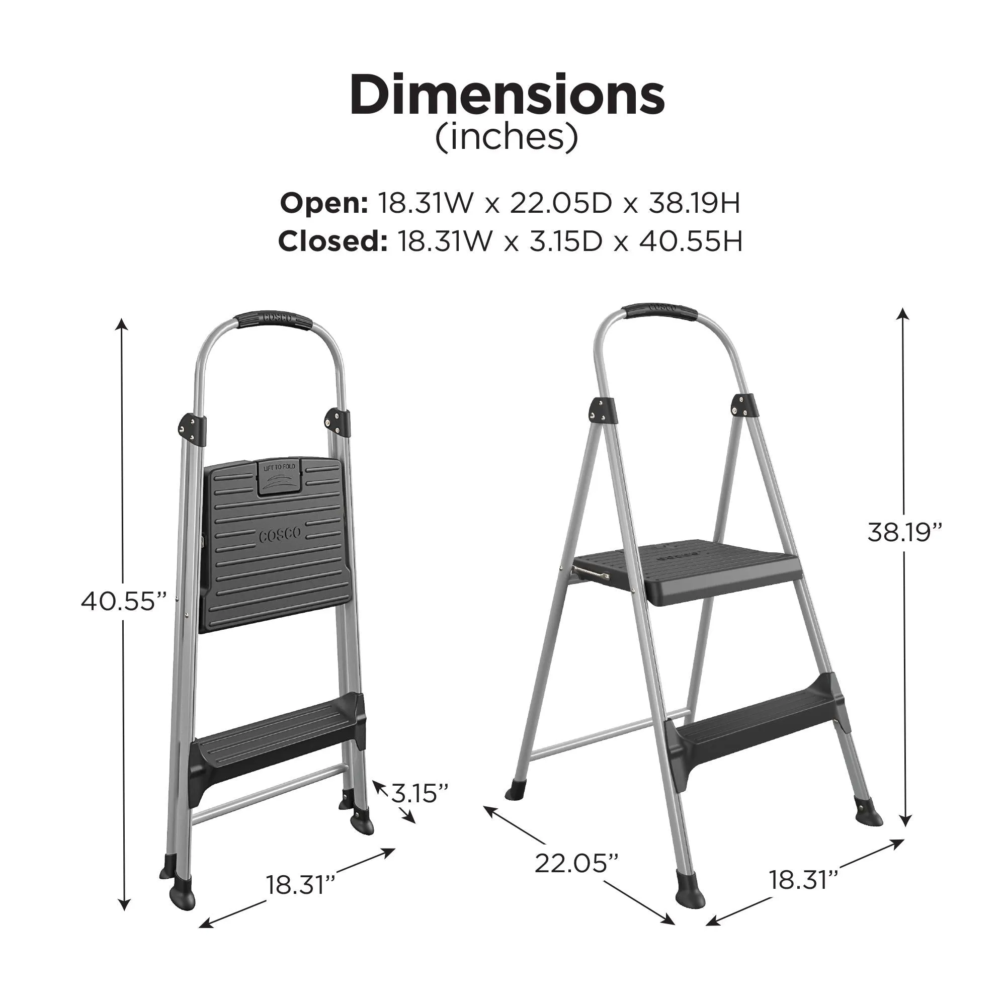 Two-Step Aluminum Step Stool with Plastic Steps