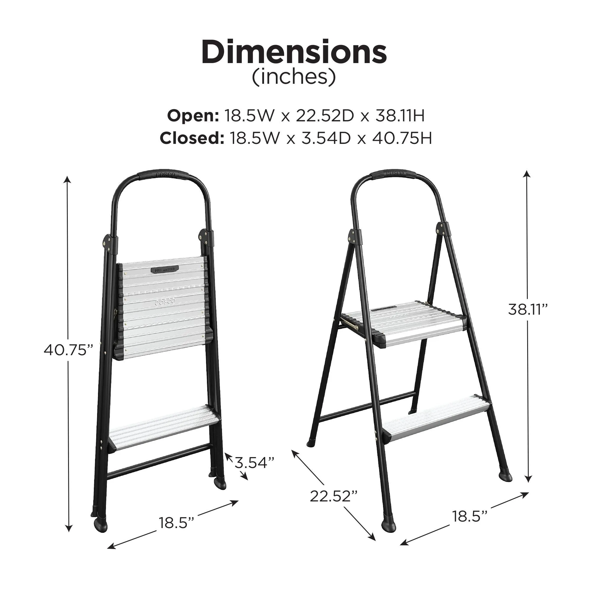 Two-Step Folding Step Stool with Rubber Hand Grip