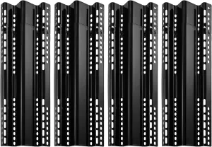 Unicook 4 Pack Adjustable Grill Burner Covers, Porcelain Steel Heat Plate Shields, Large BBQ Heat Tents, Heavy Duty Flame Tamers, Barbecue Replacement Parts, 6'' Width, Extend from 15.75" to 18.75" L