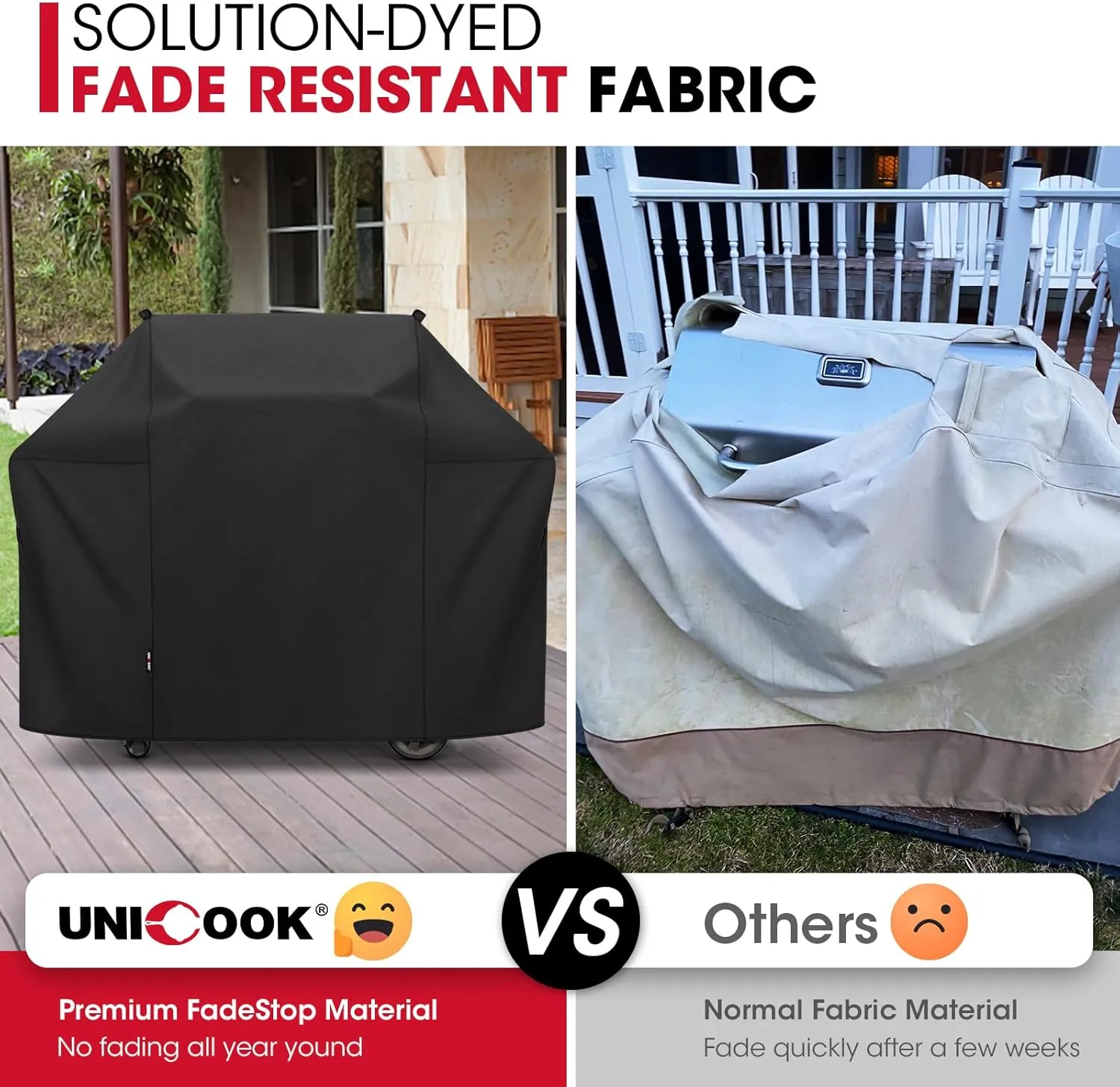 Unicook 58 Inch Grill Cover for Weber Genesis II, LX 300 Series and Genesis 300 Series Gas Grills, Heavy Duty Waterproof Fade Resistant BBQ Cover, All Weather Protection, Compared to Weber 7130