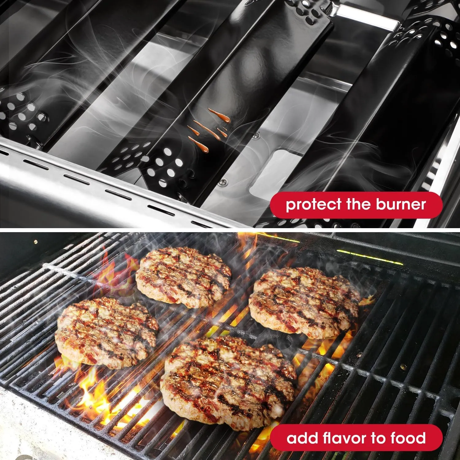 Unicook Grill Heat Plates for Nexgrill 720-0888, 720-0888N, 720-0830H, Backyard, Porcelain Grill Burner Covers Replacement Parts, 14.6 Inch Heat Shields Tents, Flame Tamers, 5 Pack