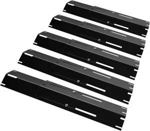 Unicook Heavy Duty Adjustable Grill Heat Plate Shield Replacement Parts, Porcelain Steel Grill Burner Cover, Heat Shield Tents, Flame Tamer for Gas BBQ, Extends from 11.75" up to 21" L, 5 Pack