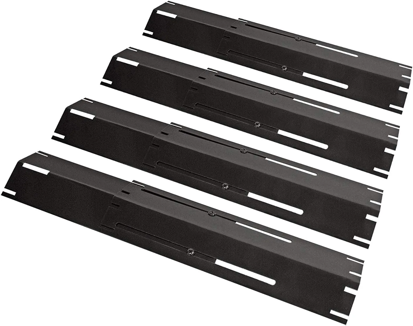 Unicook Universal Replacement Heavy Duty Adjustable Porcelain Steel Heat Plate Shield, Heat Tent, Flavorizer Bar, Burner Cover, Flame Tamer for Gas Grill, Extends from 11.75" up to 21" L, 4 Pack