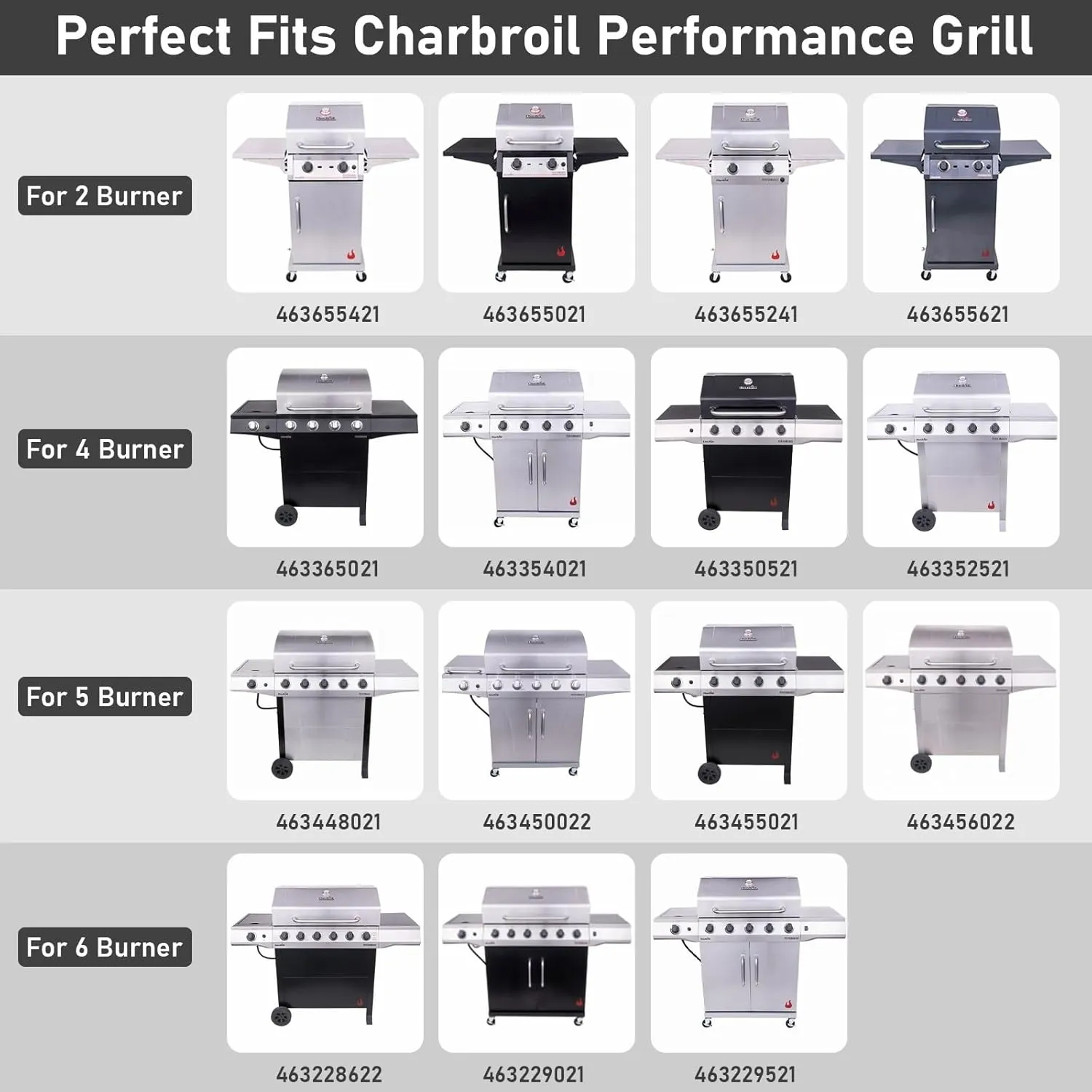 Uniflasy Grill Parts for Charbroil Performance 2-Burner 463630021 463655021 463655421 463655621,for Charbroil 4-Burner 463365021 463448021 Grill Burner Tube Heat Plates Shield Crossover Tube Igniter