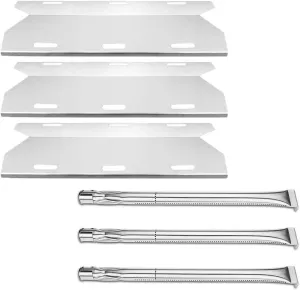 Uniflasy Replacement Parts for Charmglow Home Depot 3 Burner 720-0230, 720-0036-HD-05, Sterling Forge 720-0016 Gas Grills, Stainless Steel Grill Burner Tube, Heat Plates Tent Shield, Burner Cover