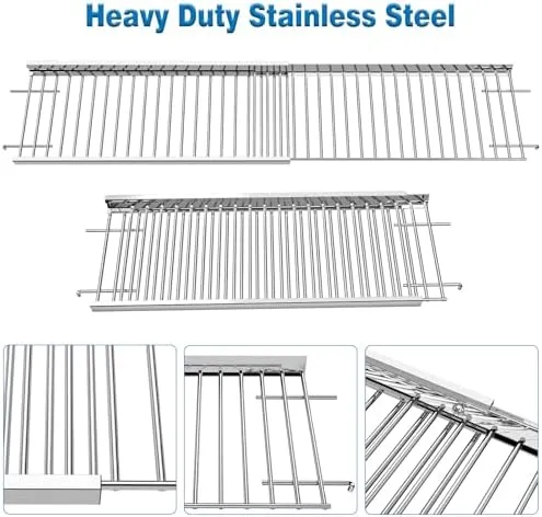Uniflasy Universal Grill Warming Rack 19.7''- 32.3'', Top Grill Rack for Grill,fits Nexgrill,Dynaglo,Cuisinart, Monument 4/5 Burner Grill,Stainless Steel Upper Rack for Nexgrill Gas Grill Replacements