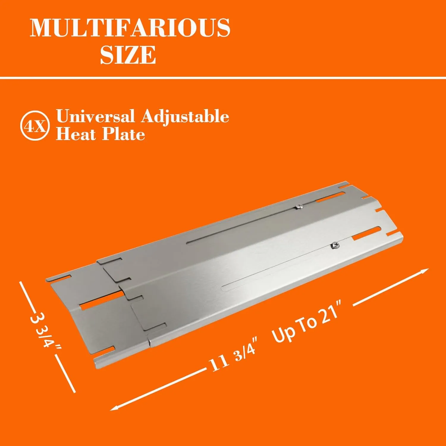 Universal Adjustable Grill Gurner Covers, Flavorizer Bar, Heat Tent, Heat Plate Shields, Flame Tamer for Gas Grill Replacement Parts, Extends 11.75" up to 21" L（4 Pcs