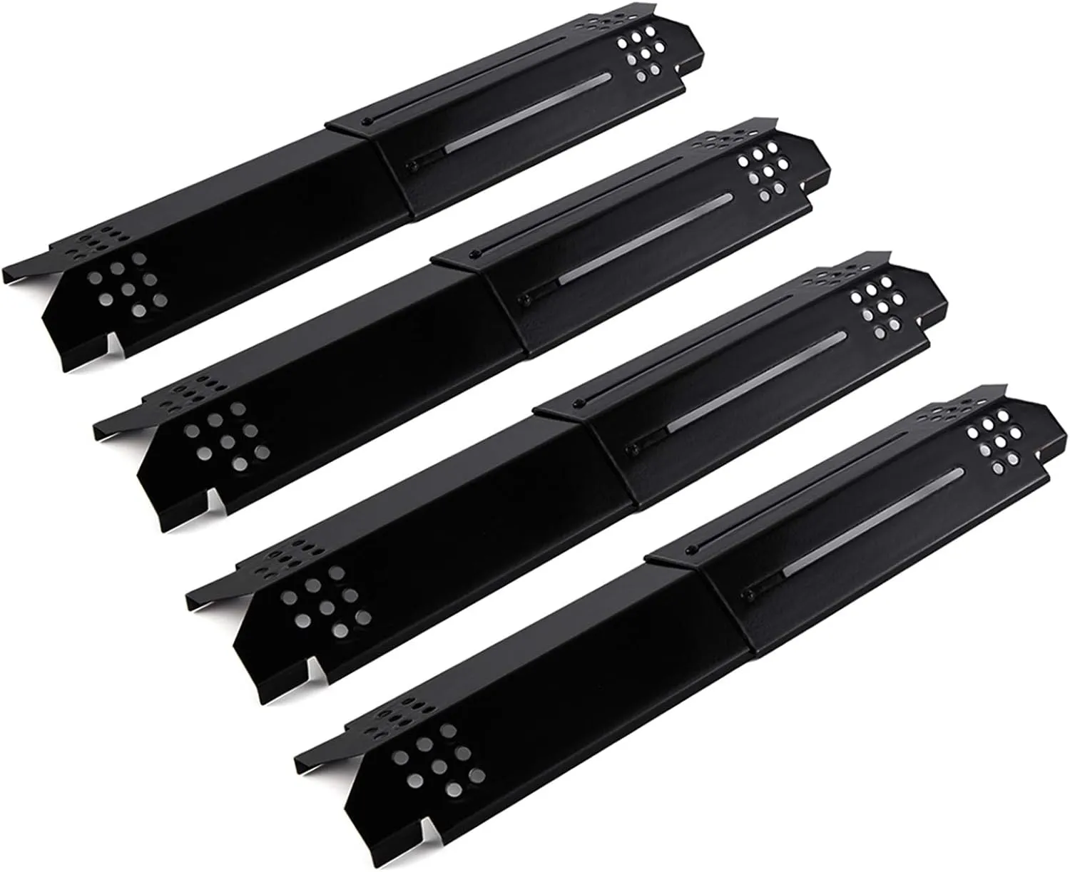 Universal Adjustable Heat Plate Shield, Burner Cover for Gas Grill Char-Broil G550-0006-W1, Replacement Parts for Expert Grill Flame Tamer, Nexgrill Heat Tent etc., 14" to 22" L, 4PCS, Porcelain Steel