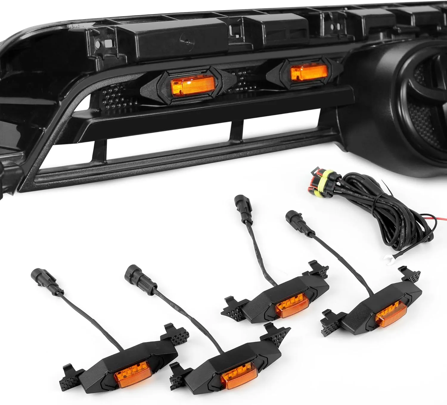 Upgraded 4 PCS Led Grill Lights Compatible with Toyota 4Runner 2020-2024, Including SR5, TRD Sport, Off-Road, Premium and Limited Grille, Fuse and Instruction Included (Amber)