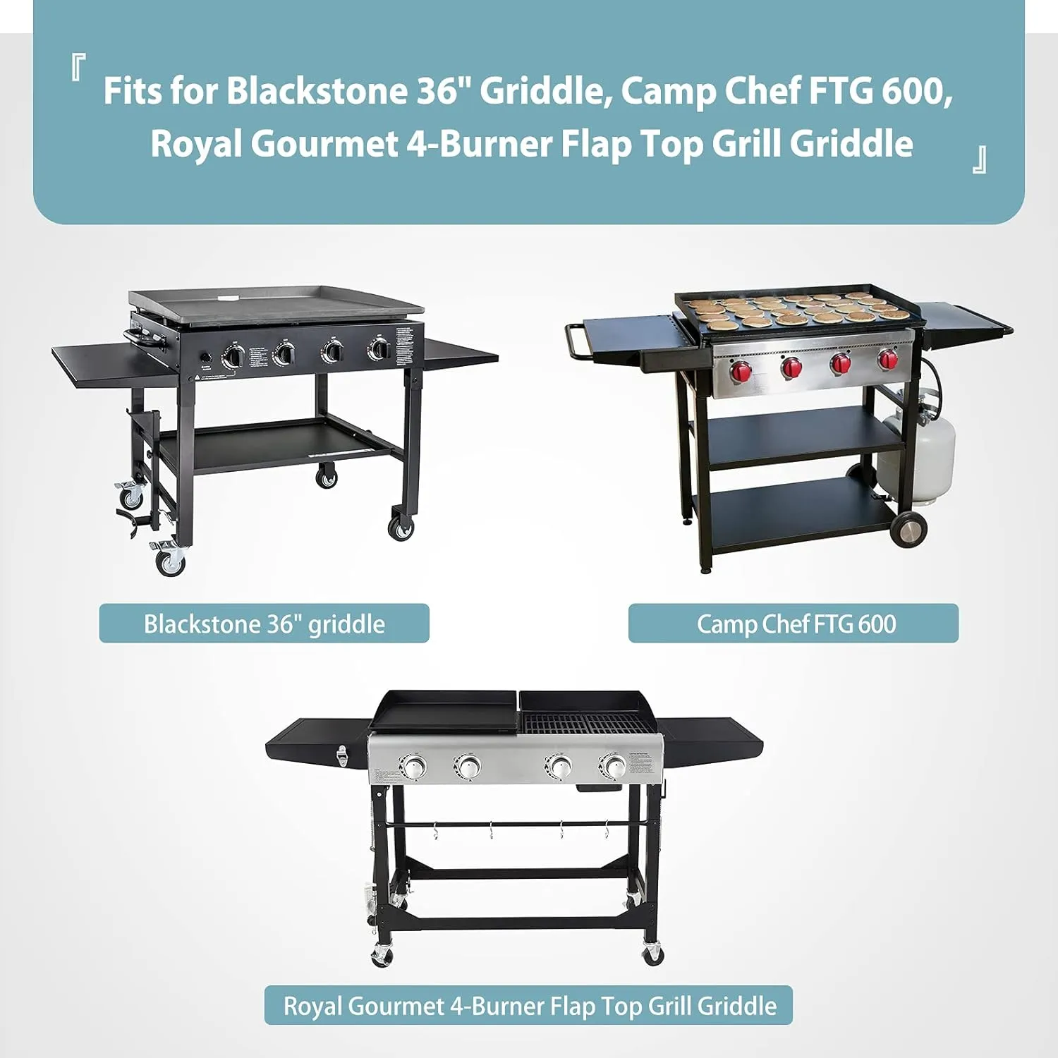 Upgraded Griddle Cover for Blackstone 36 Inch Griddle, Heavy Duty Waterproof Cover with Large Air Vent and Straps, Also Fits More 4-Burner Flap Top Grill, Black
