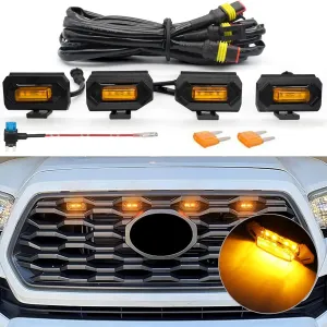 Upgraded Grill Lights 4PCS for Toyota Tacoma 2020-2023 TRD Off Road and TRD Sport OEM Grill, Tacoma Accessories Replacement LED Warning Lights with Fuse (Amber Light/Amber Lens) Upgraded Grill Lights 4PCS for Toyota Tacoma 2020-2023 TRD Off Road and TRD Sport OEM Grill, Tacoma Accessories Replacement LED Warning Lights with Fuse (Amber Light/Amber Lens)