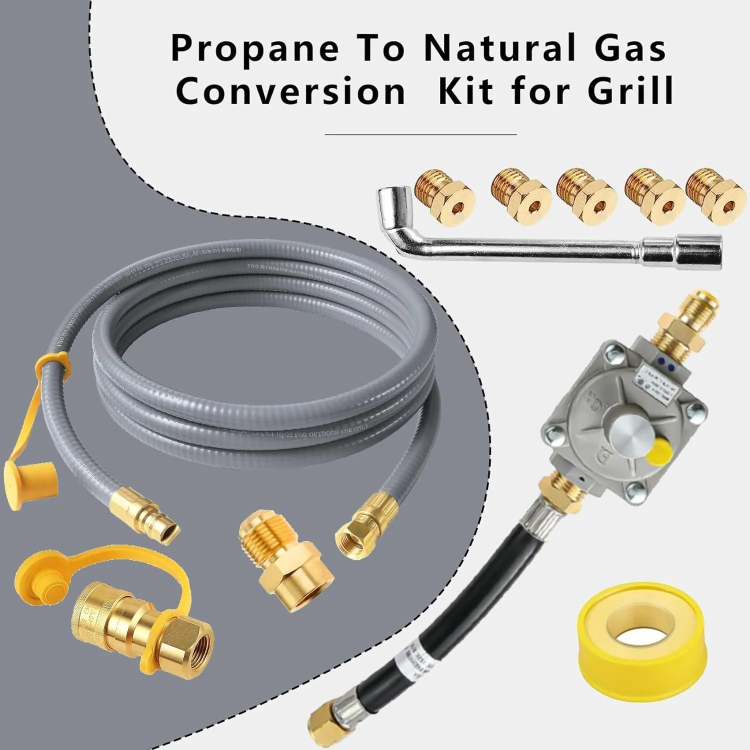 Upgraded Weber Natural Gas Conversion Kit - 10FT Hose & Regulator for Genesis, Genesis II, Spirit, Spirit II Grills
