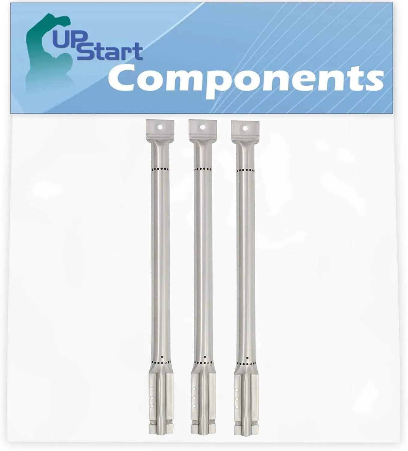 UpStart Components 3-Pack BBQ Gas Grill Tube Burner Replacement Parts for Charmglow 730-0536 - Compatible Barbeque Stainless Steel Pipe Burners