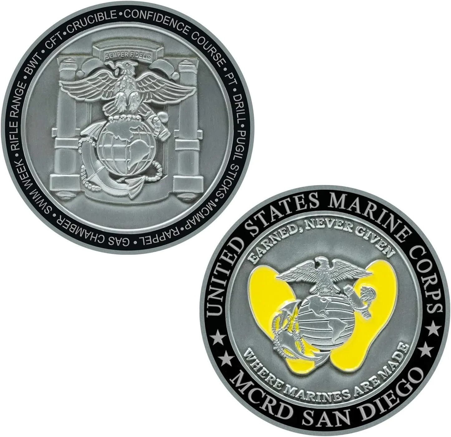 USMC Marine Corps Recruit Depot San Diego Challenge Coin - Officially Licensed USMC Collectible